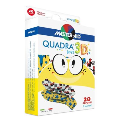 Pflasterpackung Quadra 3D Boys Kinderpflaster Strips mit zwei verschiedenen Formaten und Motiven 